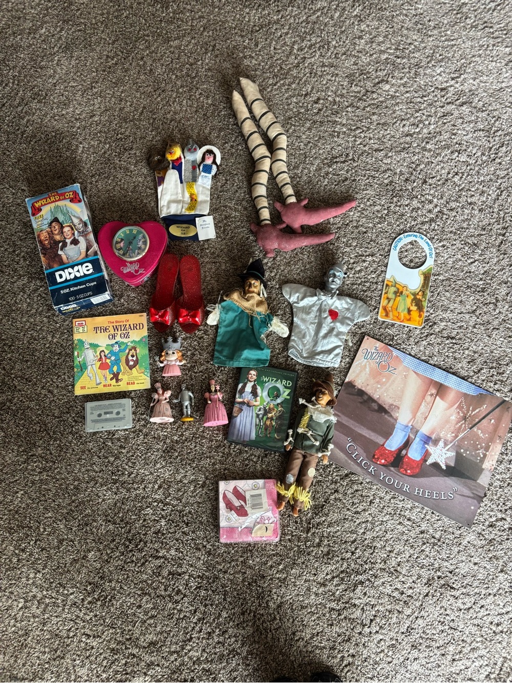 Vintage Wizard of Oz Kids Set with Red Shoes and Doll Accessories